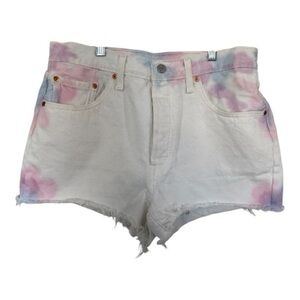 Levi’s Women’s 501 Tie Dye Denim Shorts Size 32 High Rise Cutoff Festival